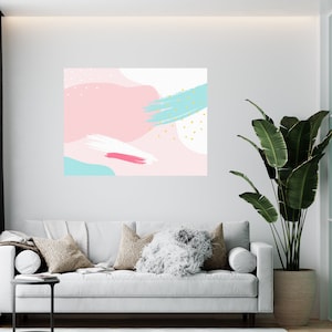 Memphis Design Wall Art Sticker, Abstract Painting style Wall Decal, Structured Surface Living Room Decoration, Peel and stick Wall art