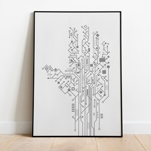 Computer Circuit Hand Art, Line Art Hand Wall Sticker, Wall Decal Hand Art, Computer Science Art Wall Decoration, Structured Surface Decal