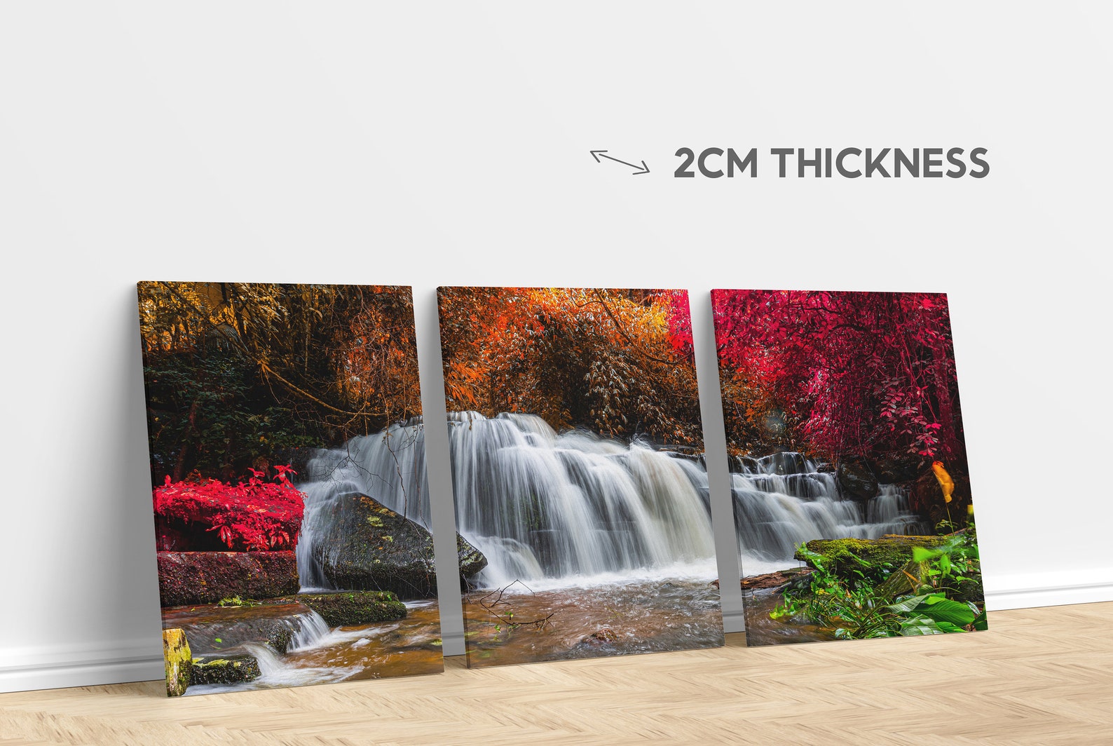 Framed Canvas Print Waterfall Set of 3 Canvas Wall Art 3 Panels Canvas