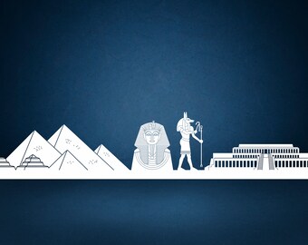 Ägyptisches Wandtattoo – Pyramide & Sphinx Vinyl-Aufkleber (74x142 Cm) Für Wohnzimmer, Büro & Mehr