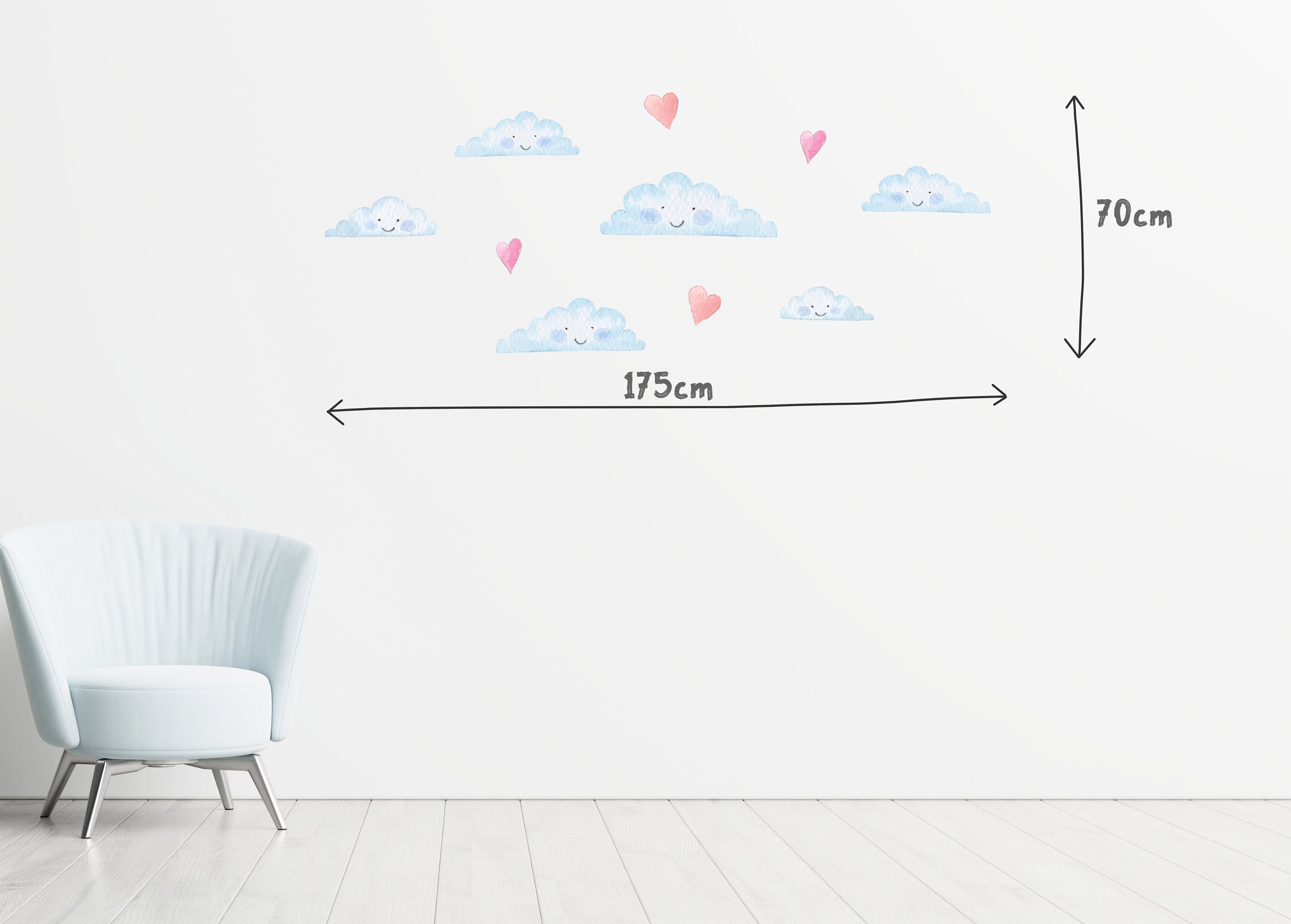 Fabric Clouds Wall Decals Watercolour Nursery Decor Clouds Etsy UK