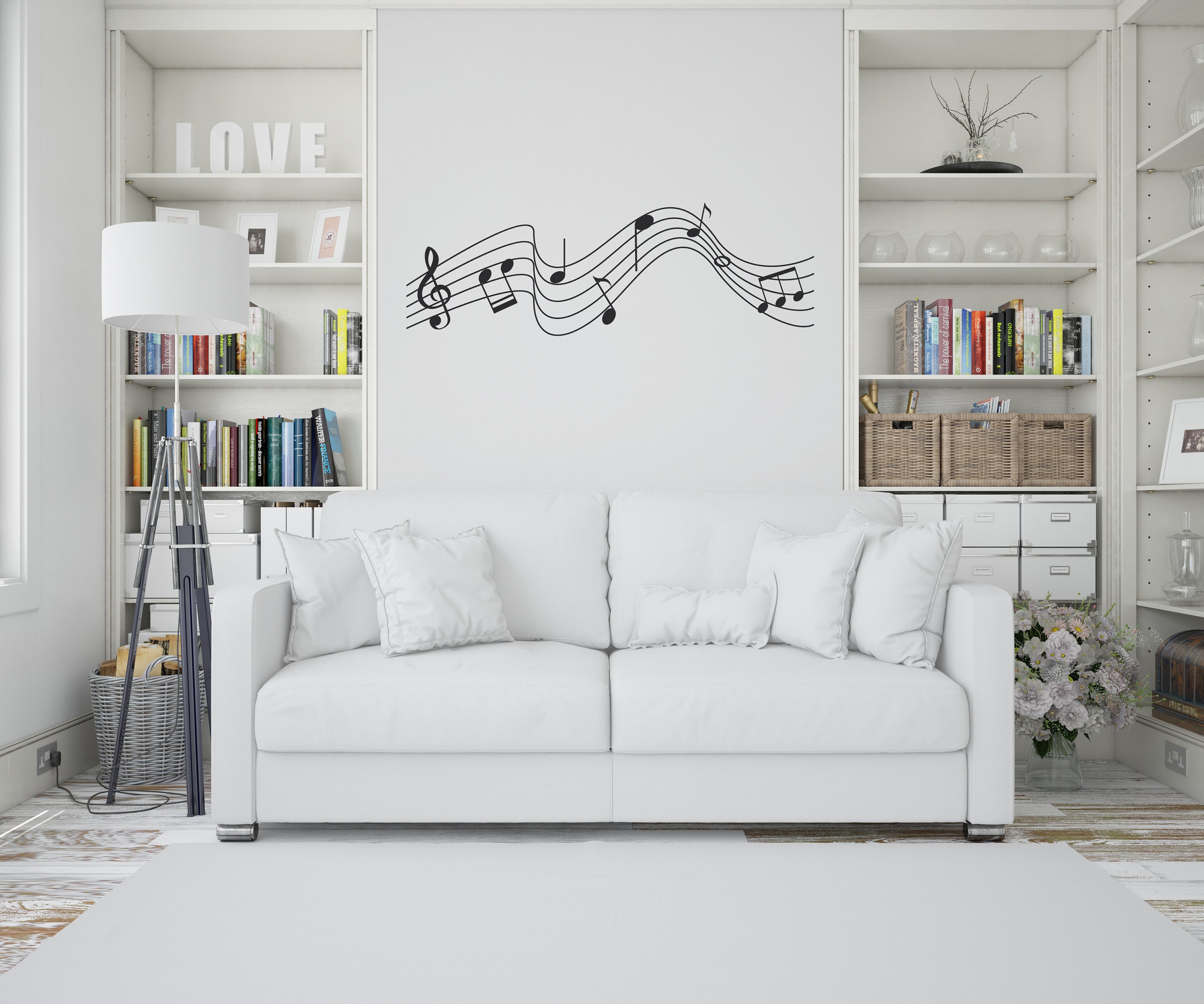 Msrahves Decorazione da Parete Musica pentagramma note musicali Rimovibile  Adesivi Muro Decorazione Murale Parati Poster, Per Camerette Bambini Camera