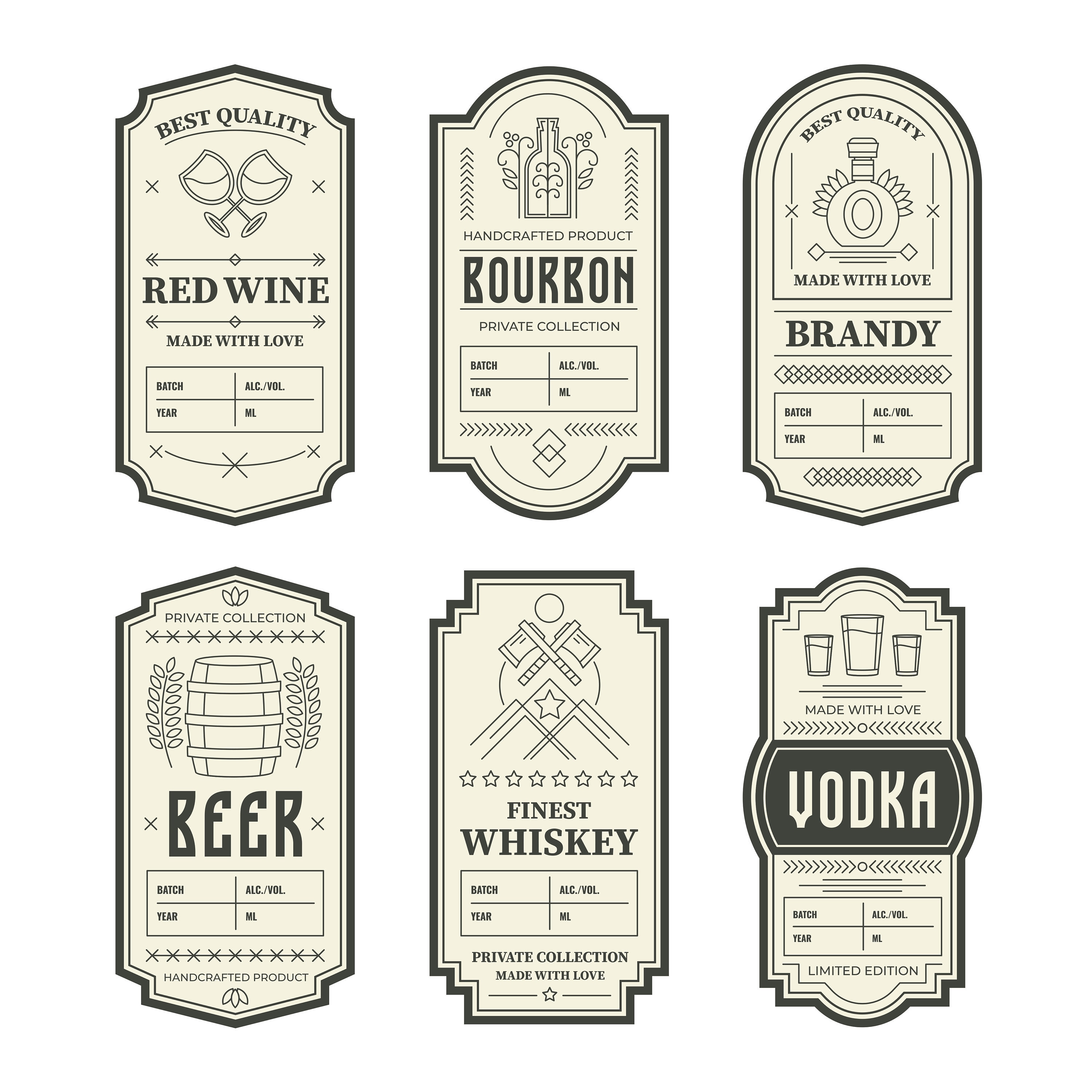25 pcs. Alcoholc Drink Label, Bottle Label Stickers, Drink Bottle Decal, Matte Vinyl Bottle Label, Vintage Bottle Label, Vintage Drink label