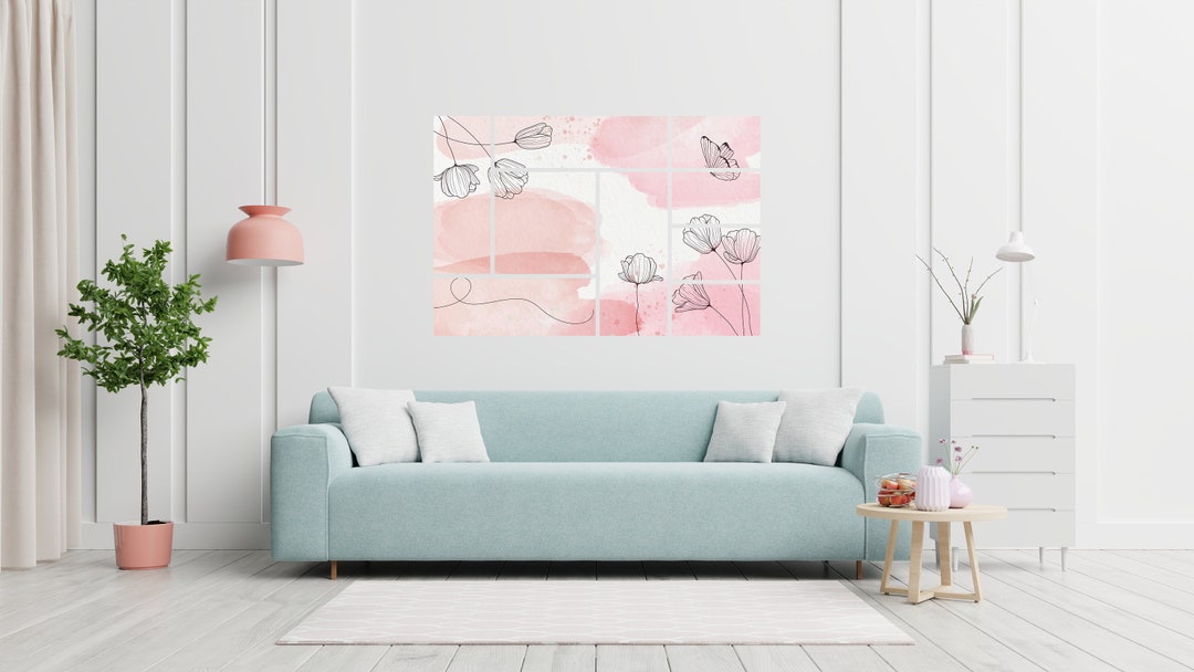 PASTEL FLORAL WALL Art, Modern Wall Stickers Vinyl, Botanical Pastel