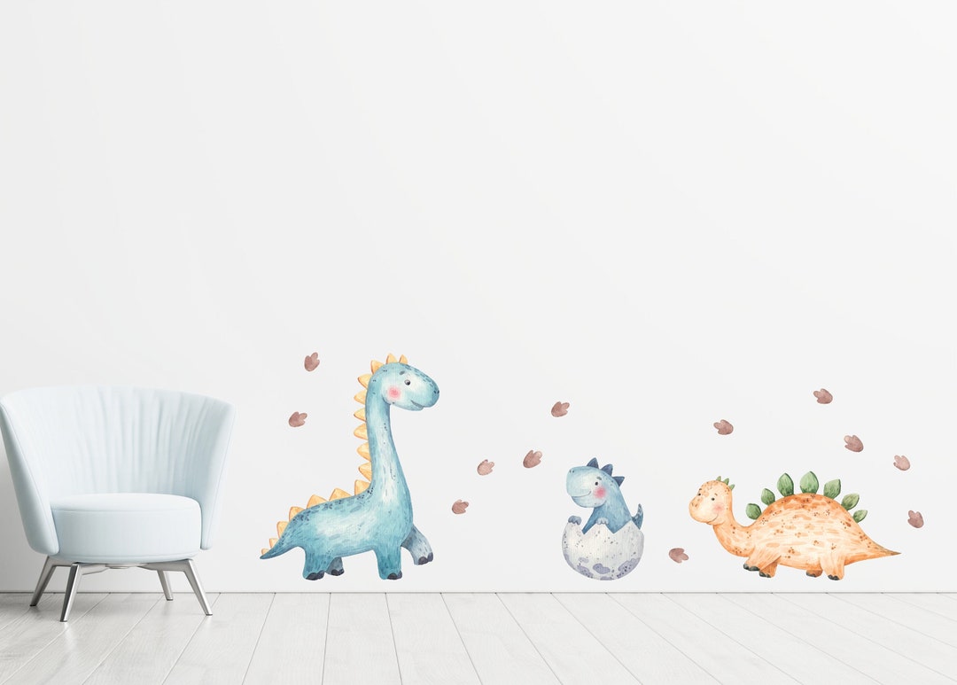 Watercolor Dinos Wall Decal, Nursery Wall Decor, Cute Dinosaur Kids ...