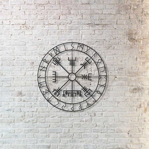 Vegvisir Metal Wall Decor | Viking Compass | Metal Wall Art | Vegvisir Symbol | Sailor&#39;s Compass | Helm of Awe | Father&#39;s Day Gift