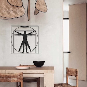 Vitruvian Man Metal Wall Art, Golden Ratio Metal Wall Decor, Renaissance Art Home Decor, Leonardo da Vinci Metal Wall Art, Father&#39;s Day Gift