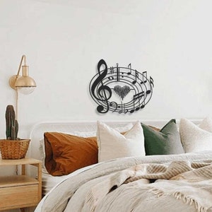 Music Wall Decor | Heart Wall Decor | Metal Music Notes | Mother's Day Gift | Anniversary Gift | Gift for Wife | Gift for Lover