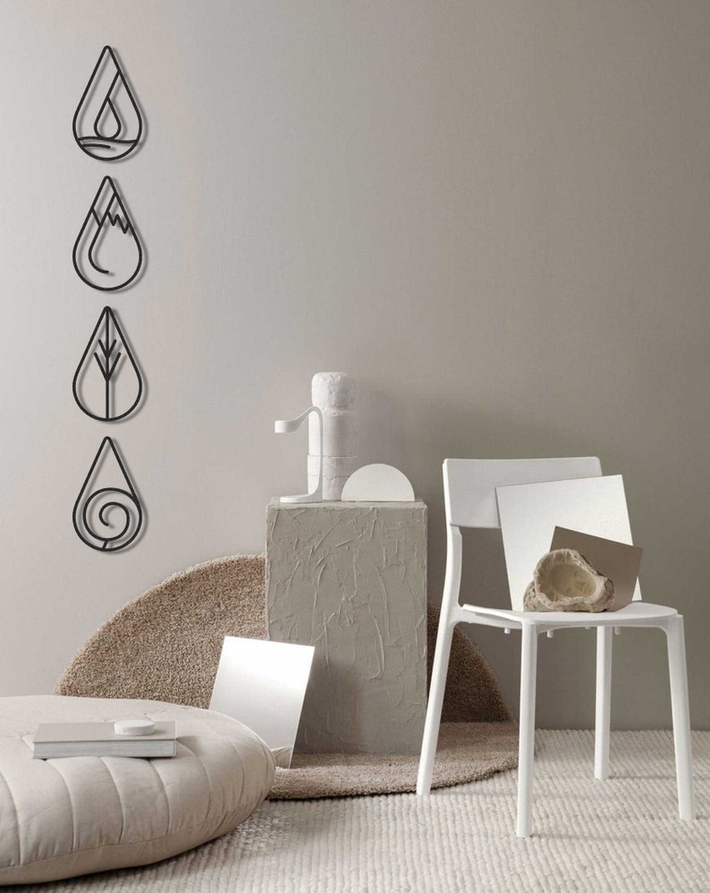 4 Elements Wall Art Four Elements Metal Wall Art 4 Elements Etsy