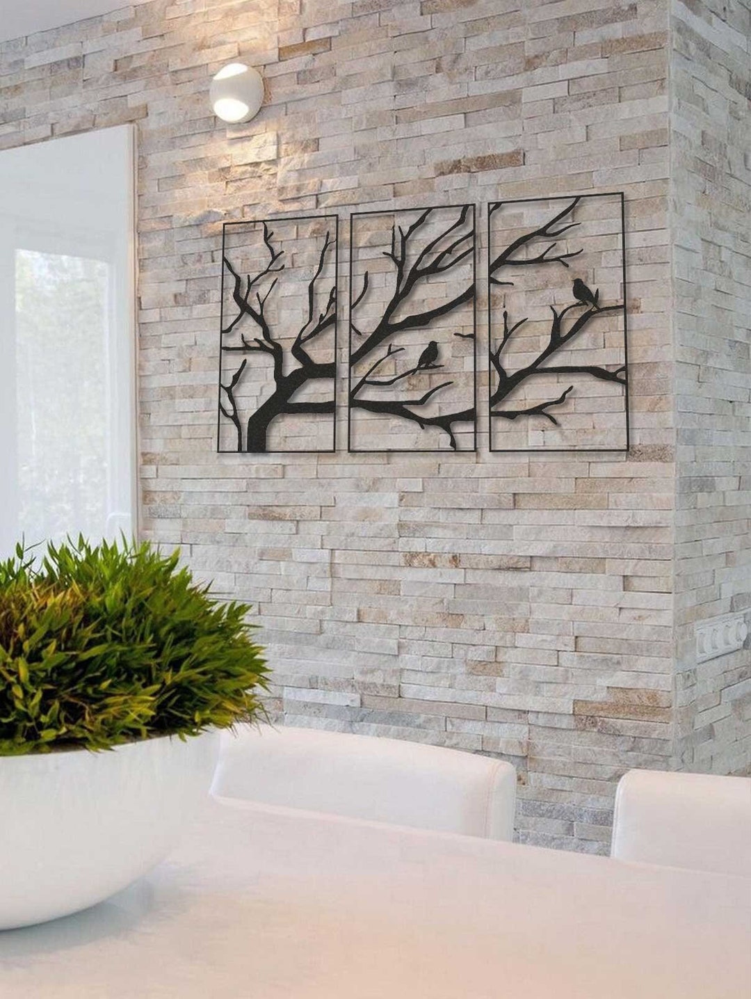 Birds on a Tree Branch Metal Wall Decor | Wedding Gift, Kitchen Decor ...