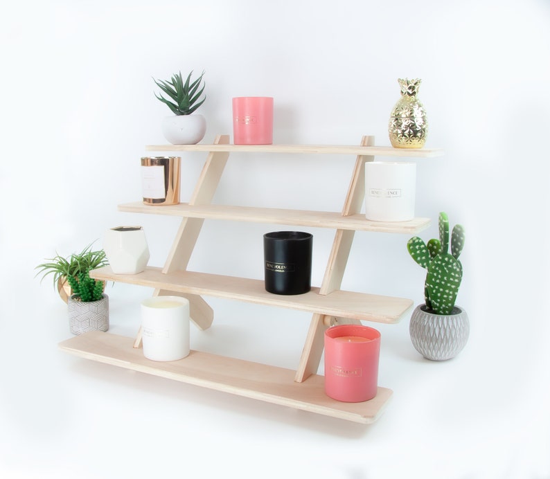 Messestand aus Holz für Kunsthandwerksmärkte, 4-stöckiges Regal aus Birkensperrholz, Tischaufsteller für Kerzen, Seife und Verkaufsstände Bild 3