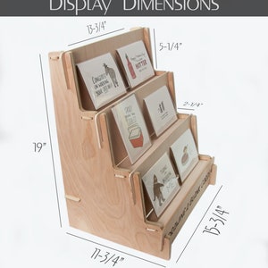 Craft Show Display Stand, Table Top Shelf, Wood Greeting Card Display, Postcard, Sticker, Photo Three Tier, 14 image 2