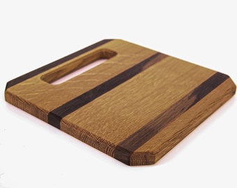 Cutting Board, Bar Board, Serving Tray. White Oak & Walnut Board.  Gift for Husband, Gift for Wife, Gift for Mom, Gift For Dad.