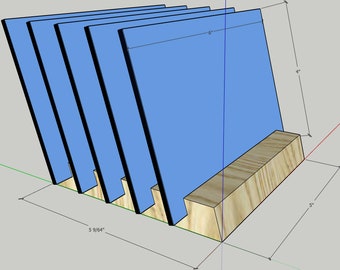Portatarjetas / Expositor de tarjetas. Soporte de madera, cinco ranuras.