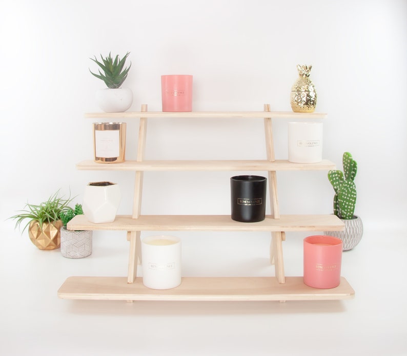 Messestand aus Holz für Kunsthandwerksmärkte, 4-stöckiges Regal aus Birkensperrholz, Tischaufsteller für Kerzen, Seife und Verkaufsstände Bild 4