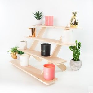 Messestand aus Holz für Kunsthandwerksmärkte, 4-stöckiges Regal aus Birkensperrholz, Tischaufsteller für Kerzen, Seife und Verkaufsstände Bild 7