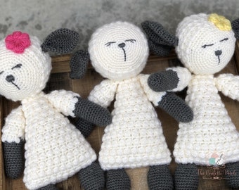 Handmade Cuddly Sleepy Lamb/Crochet Lamb/Amigurumi Lamb/Nursery Lamb/Sleepy Lamb/Baby Lamb