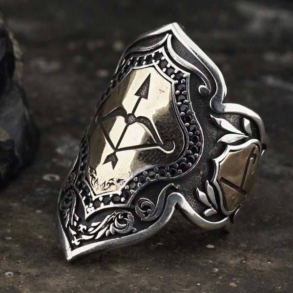 Arrow Archer Thumb Zihgir Ring for Men, Sterling Silver Archery Ring, Arrow ring, Arabic ring, Historical Ring, Warrior Ring, Royal Ring