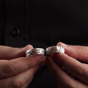 Anillo de bodas de plata con piedra de microzircón, anillo de regalo, nombre-fecha-letra de plata esterlina puede ser anillo de bodas grabable, anillo de plata unisex