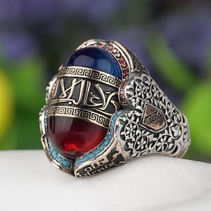 Alhambra Palace Design Silver Ring, Design Handmade Silver Ring, Spain Palace Ring, Phenomenal Ring, Double Stone Engraved Silver Ring