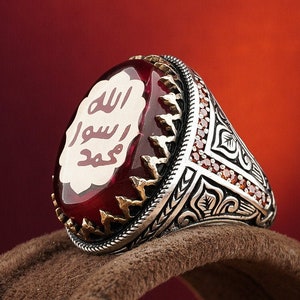 Anillos únicos para hombres Anillo de arte para él Hombres Plata Grabar Joyería de hombre árabe Hecho a mano 925 Sterling Carta de diseño vintage Anillo musulmán Waw Signet