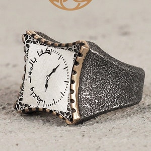Sterling zilveren Arabische "Dood is genoeg als adviseur" geschreven Sterling zilveren ring, islamitische zilveren ring voor mannen, Arabische gegraveerde ring