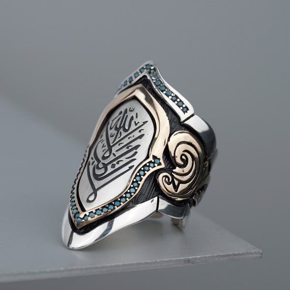 希少 一点物 Persian Silver Buckle Ring Sultan's Archer Thumb Zihgir Ring for Men, Sterling Silver Archery