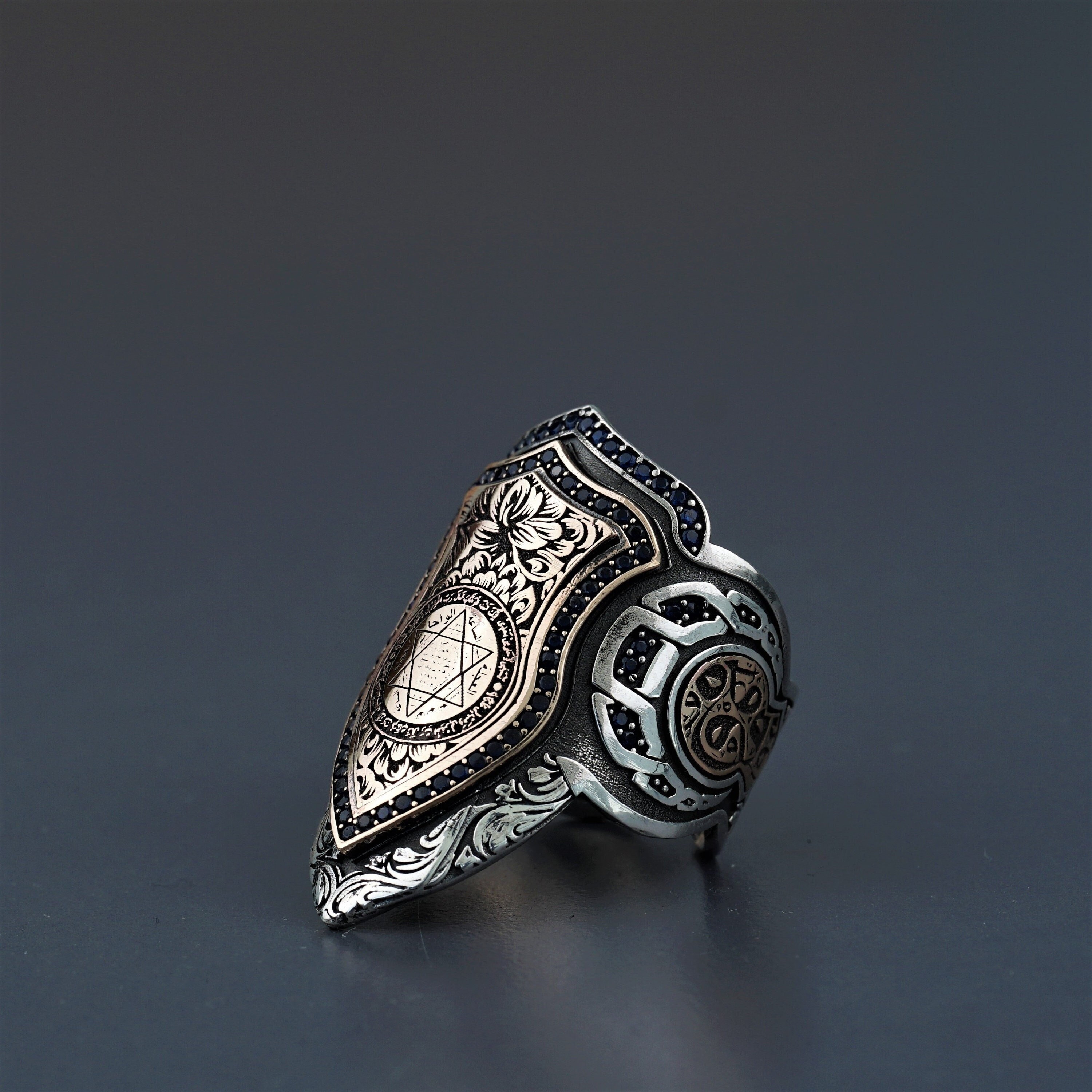 Seal of Solomon Archer Thumb Ring, Open Back Archery Zihgir Ring