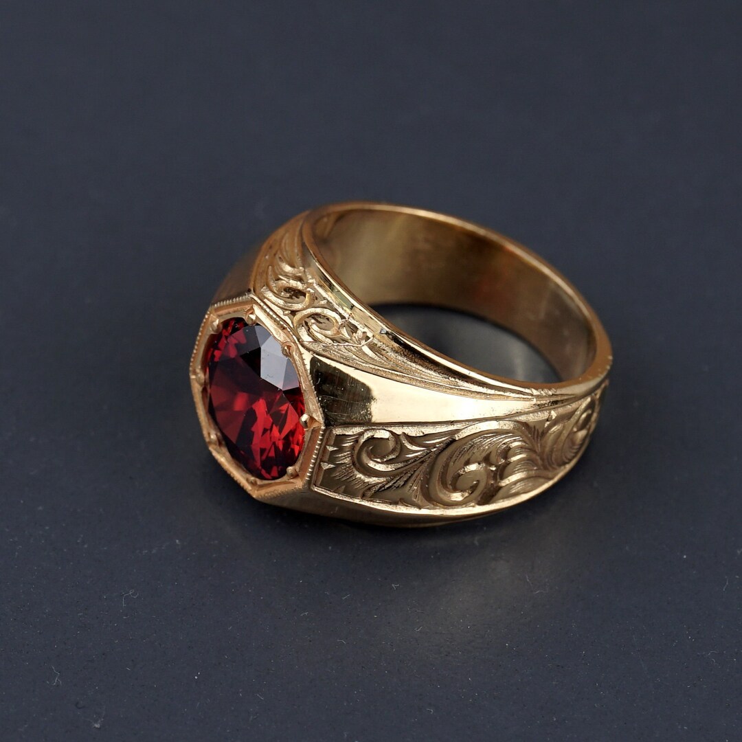 Gold Red Stone Ring Gold Plated Red Stone Sterling Silver - Etsy