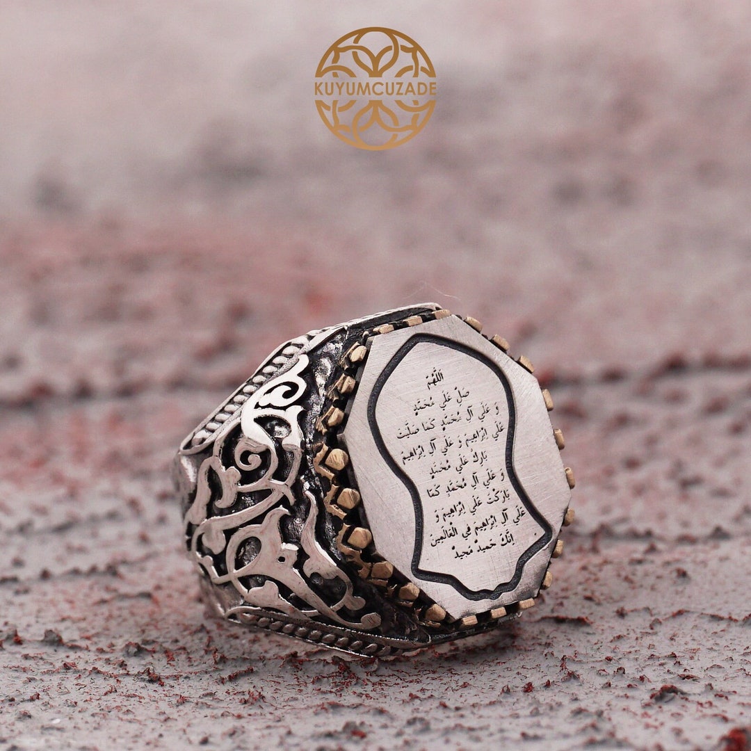 Heavy 925 Sterling Silver Men's Ring With Engraved Ism-i Azam Dua ...