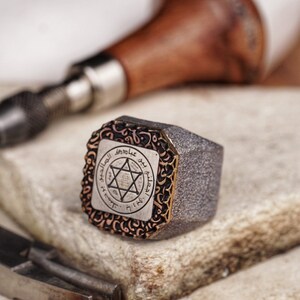 Heavy Seal of Solomon Men&#39;s Ring, 31g Large Silver Signet, Handcrafted Octagonal King Solomon Seal