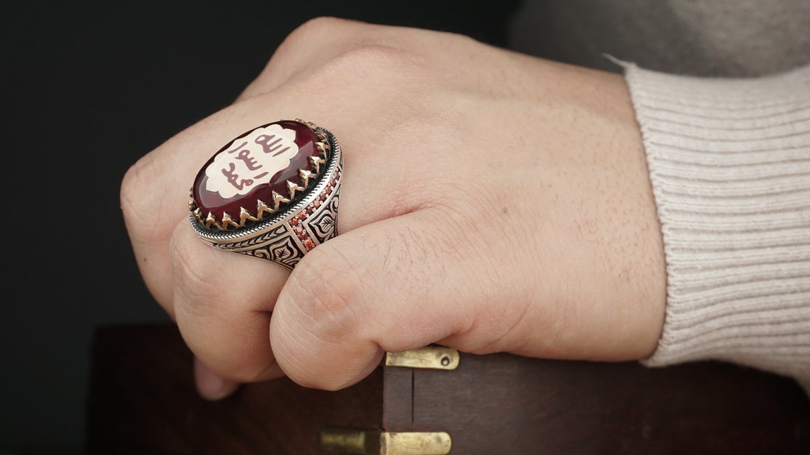 Unique Mens Rings Art Ring for Him Men Silver Engrave Arabic - Etsy