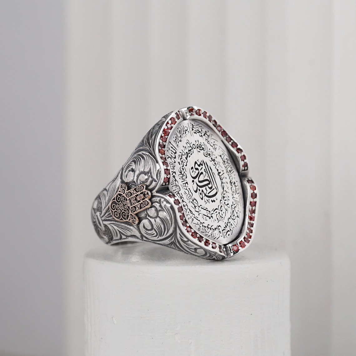 Silver Islamic Ayat Al Kursi Silver Ring, Muslim Islamic Arabic Ring ...