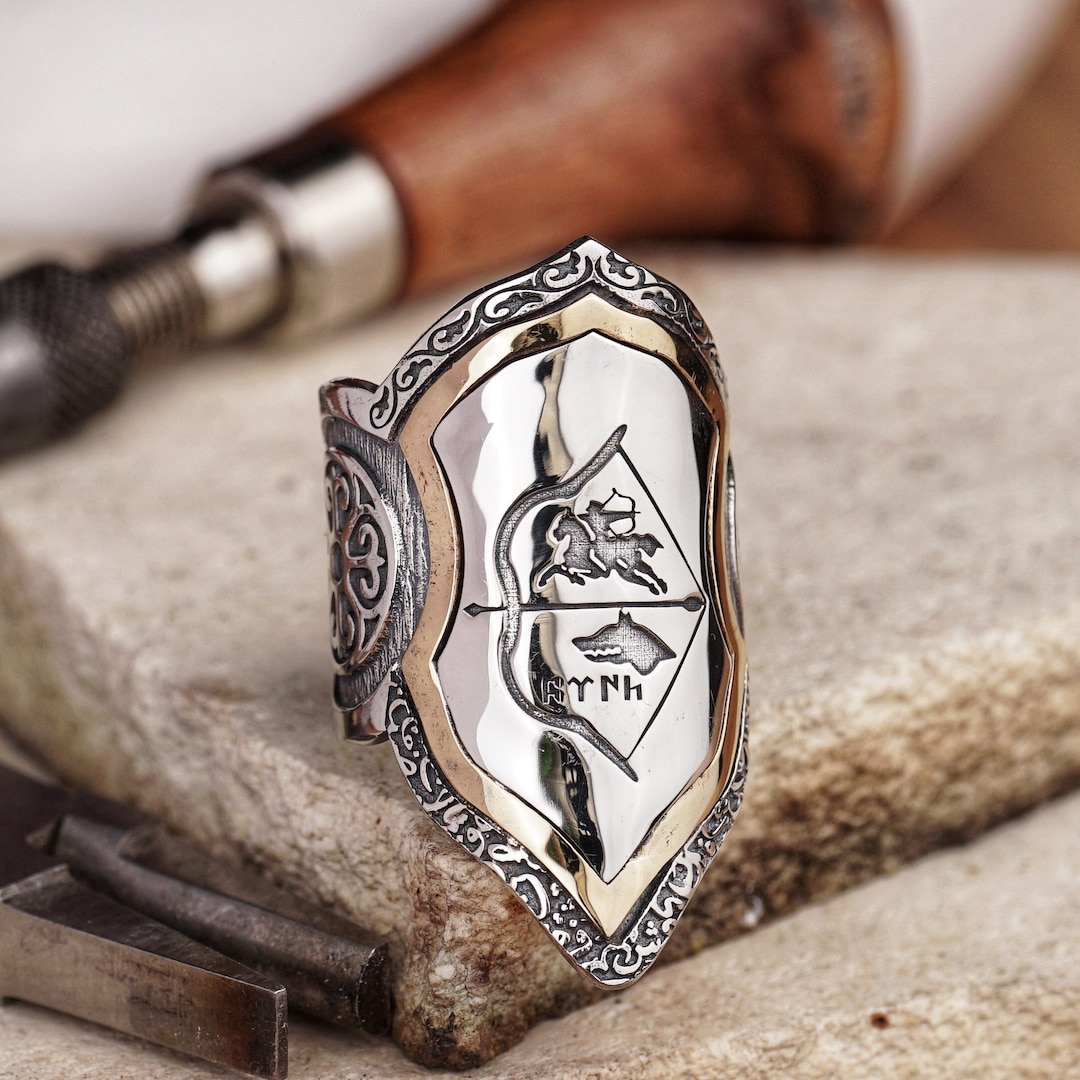 Ertugrul Bow Ring Big Heavy Archery Thumb Silver Ring Osman Bey