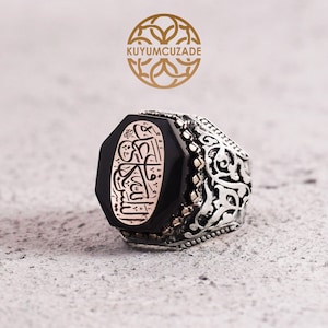 Islamitische gebeden gegraveerde zilveren ring, islamitische Arabische bescherming gebeden gegraveerde ring, zegelring, gegraveerde zilveren sieraden voor mannen