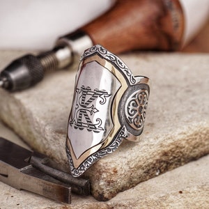 Exquisite Silver Thumb Ring for Archery - Handcrafted, Personalized Monogram - Unique Historical Gif