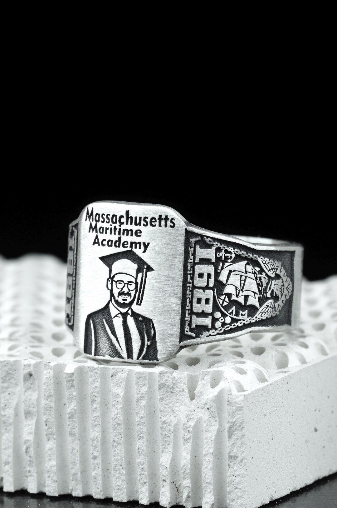 Custom Graduation Sterling Silver Ring, Personalized University Class ...
