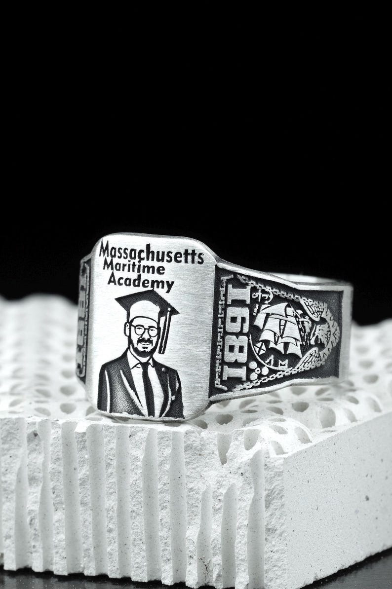 Custom Graduation Sterling Silver Ring, Personalized University Class ...