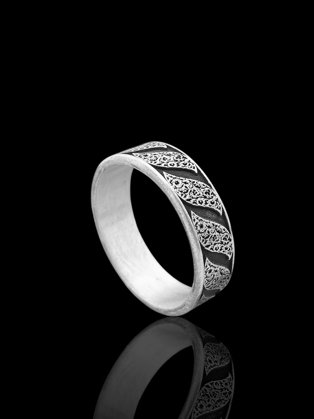 Sterling Silver Men's Pattern Band Ring – Handcrafted Textured Design ...