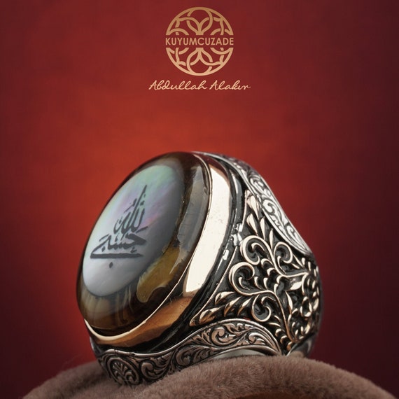 Anillo de plata isl mico para hombres rabe Dios es suficiente