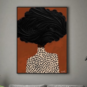 African Woman Art Print Textured Black Woman Neutral Terracotta Artwork Modern Afrocentric Wall Decor