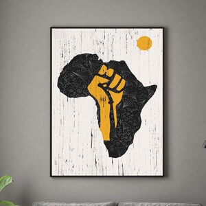 Afrika Kunstdruck, Karte von Afrika, Afrika Collage Wandkunst