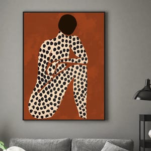 Abstract African Woman Artwork Black Woman Portrait Modern Afrocentric Terracotta Print Fashion African American Decor