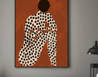 Abstract African Woman Artwork Black Woman Portrait Modern Afrocentric Terracotta Print Fashion African American Decor
