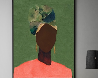 Black Woman Portrait Art Print, Afrocentric Home Decor
