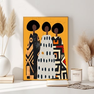 Sisters Art Print: African American Women Illustration, Black Ethnic Artwork