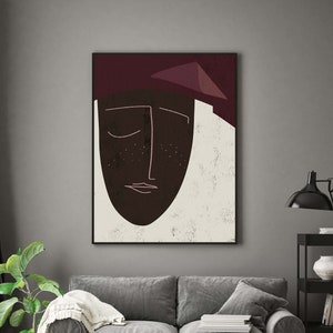 Abstract African Ethnic Portrait, African wall art, Black Art, Modern Livingroom Décor, Contemporary Poster, Minimalist wall art print