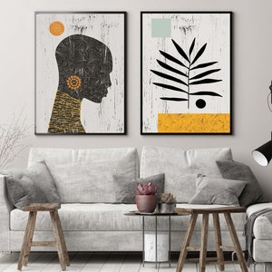 African Wall Art, Black Women Portrait, Afro Print Ethnic Art, African Woman, Abstract African American Art, Modern Artwork, Contemporary