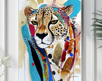 Abstract Cheetah Art Print: Colorful Boho Home Decor