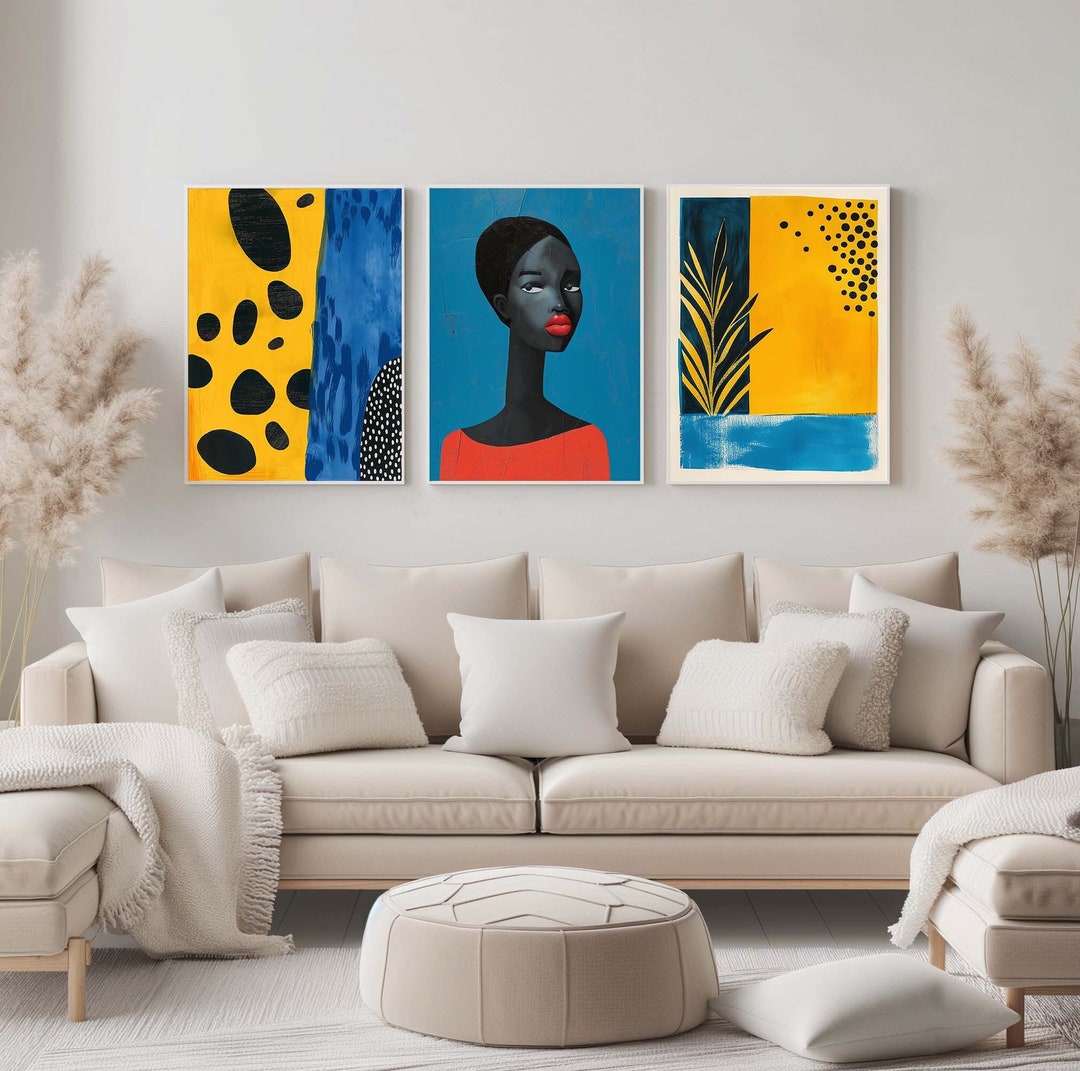 African American Woman Wall Art Set of 3 Print, Black Woman Poster ...